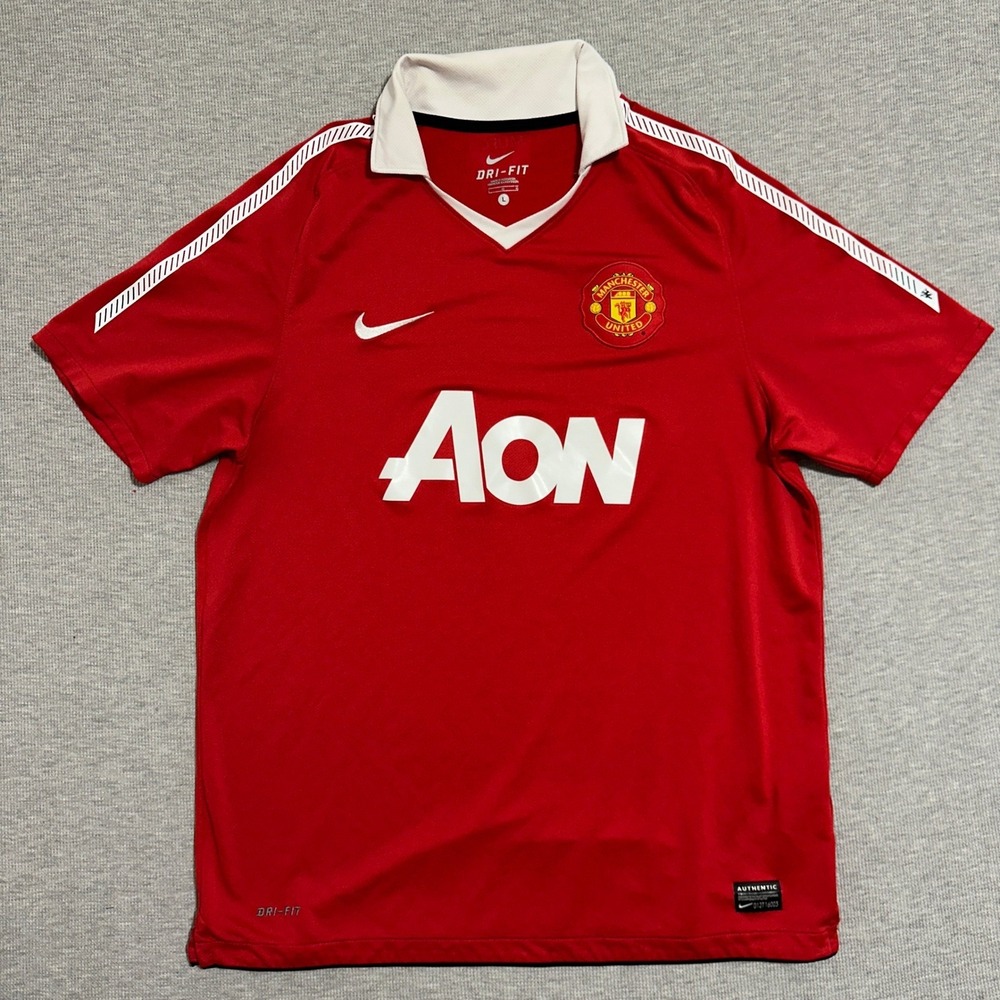 Nike Manchester United Aon Red Dri-FIT Soccer Jersey Short Sleeves Mens Size L